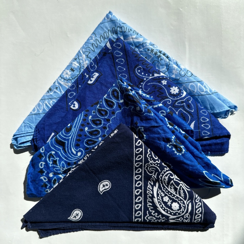 Vintage Blue tones Multi pack paisley bandana bundle lot pack